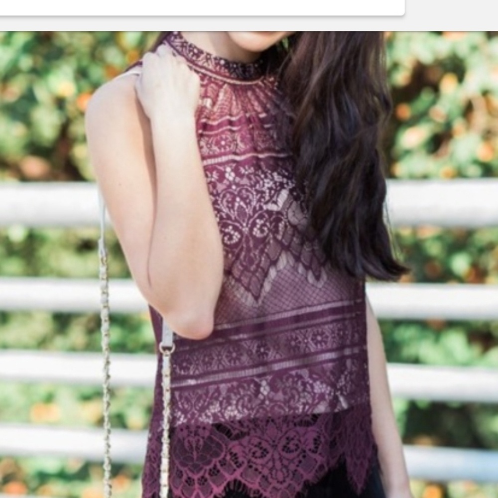 Lace Blouse with Scalloped Hem